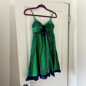 Funky People Green and Navy Striped Dress